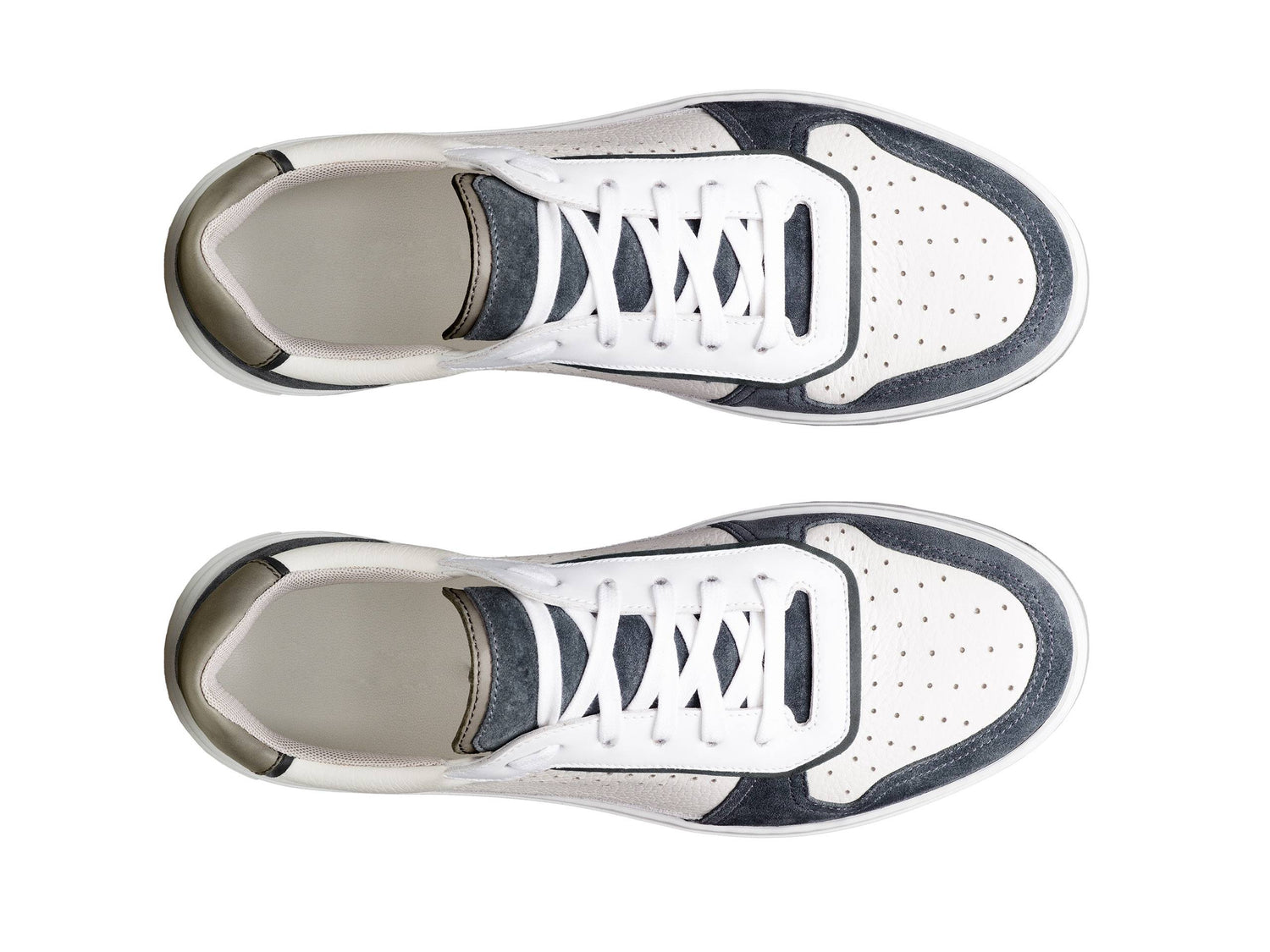 VICENZA-24 - WHITE WITH DARK GREY LEATHER SNEAKERS