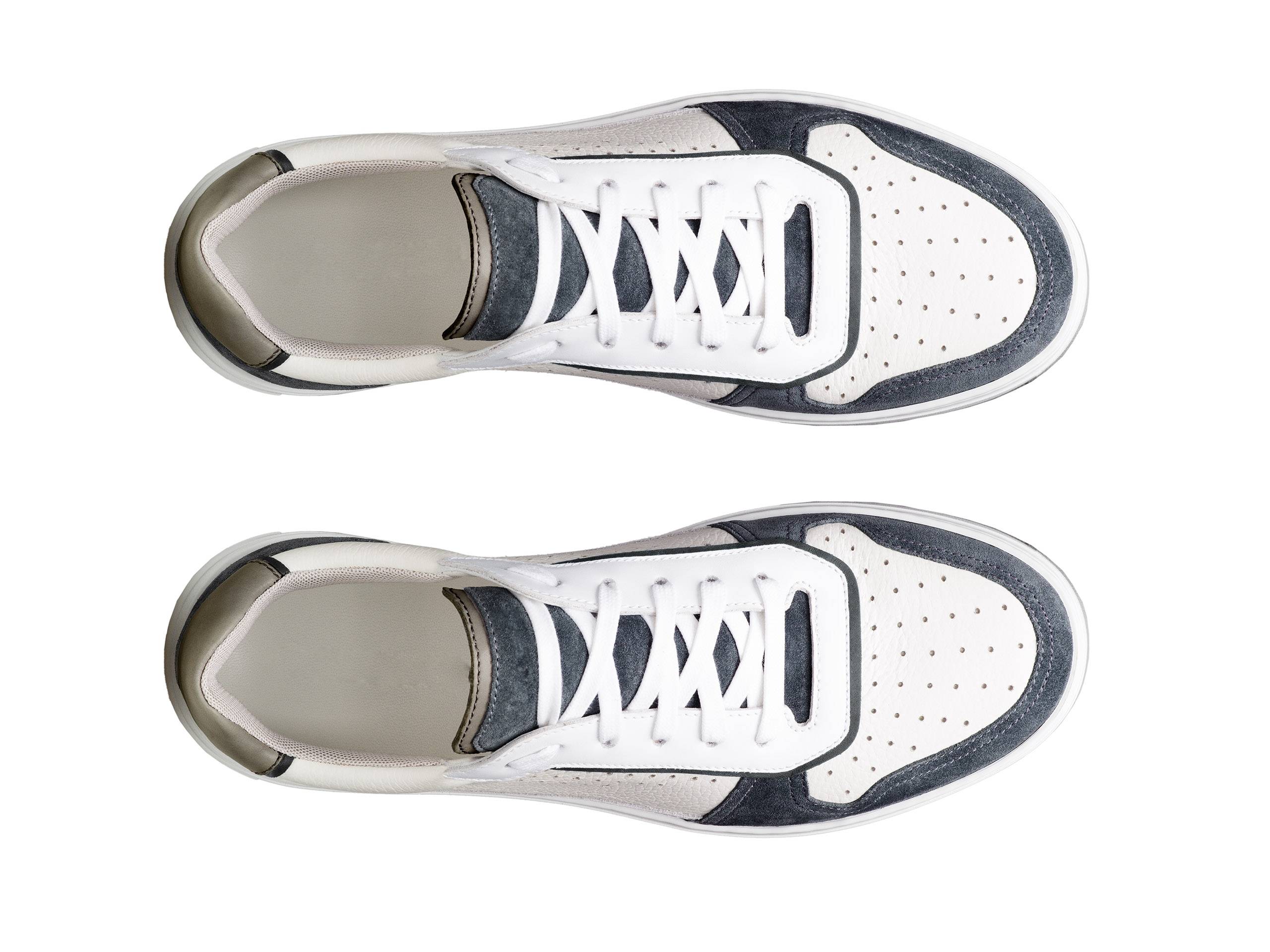 VICENZA-24 - WHITE WITH DARK GREY LEATHER SNEAKERS