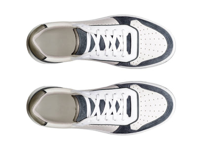 VICENZA-24 - WHITE WITH DARK GREY LEATHER SNEAKERS