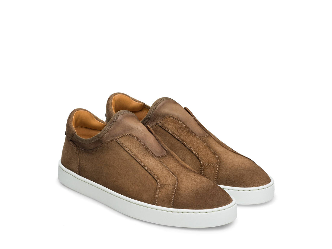 Danny - BROWN WHITHOUT LACE SUEDE LEATHER SNEAKERS