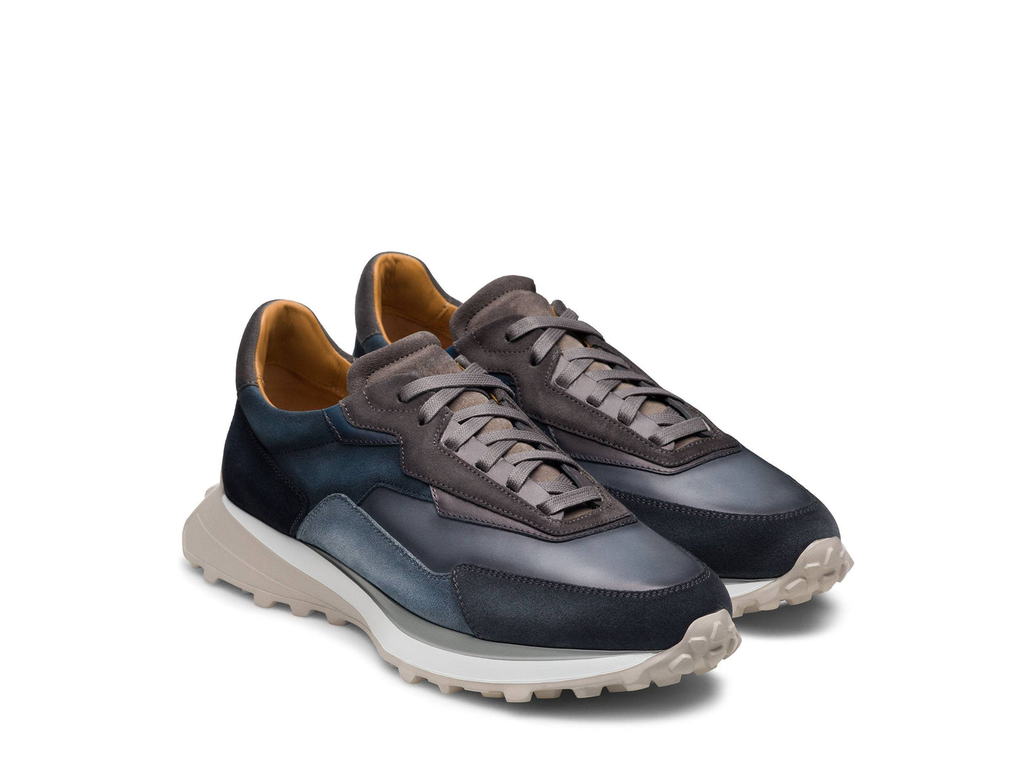PARMA-EL- DARK BLUE WITH BROWN  SUEDE LEATHER SNEAKERS