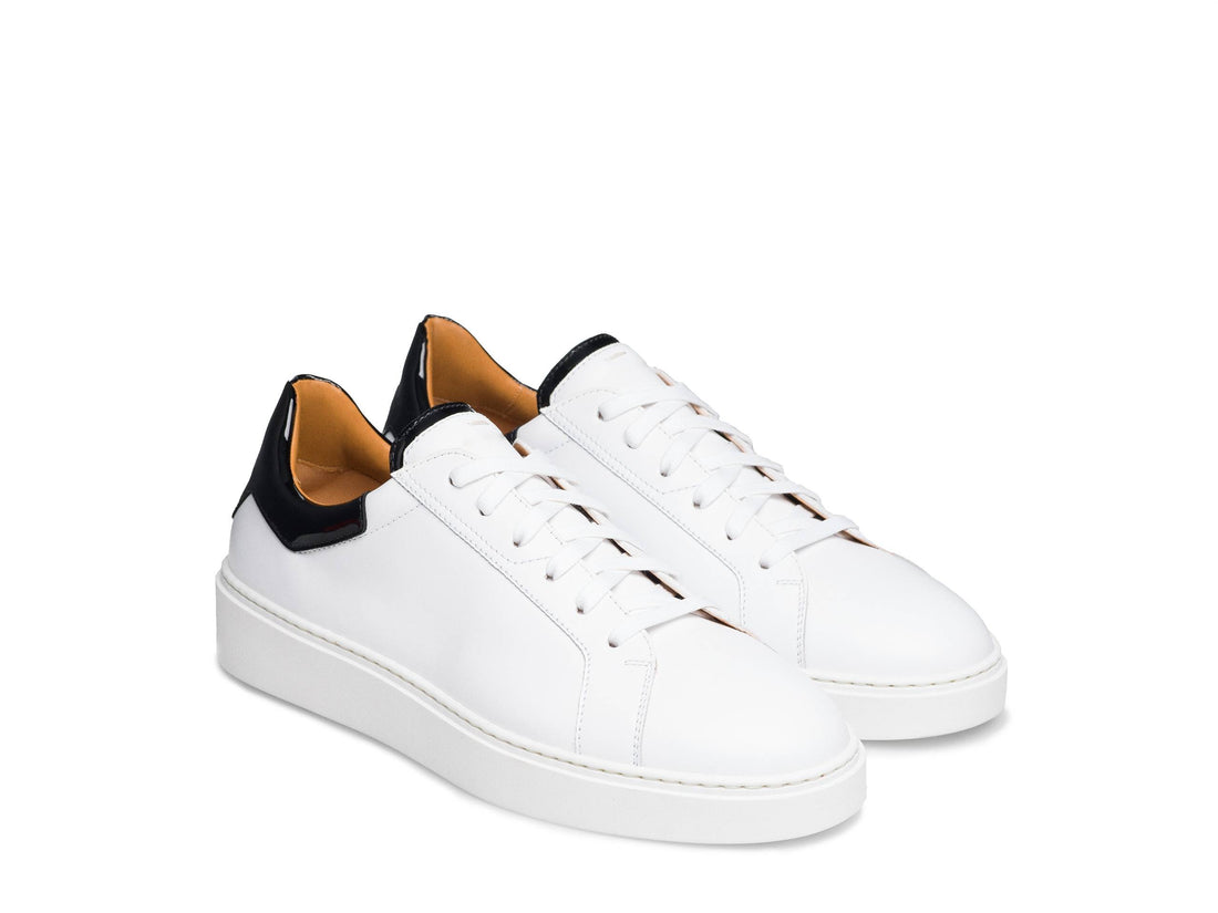 MILANO-999 - WHITE &amp; BLACK LEATHER SNEAKERS