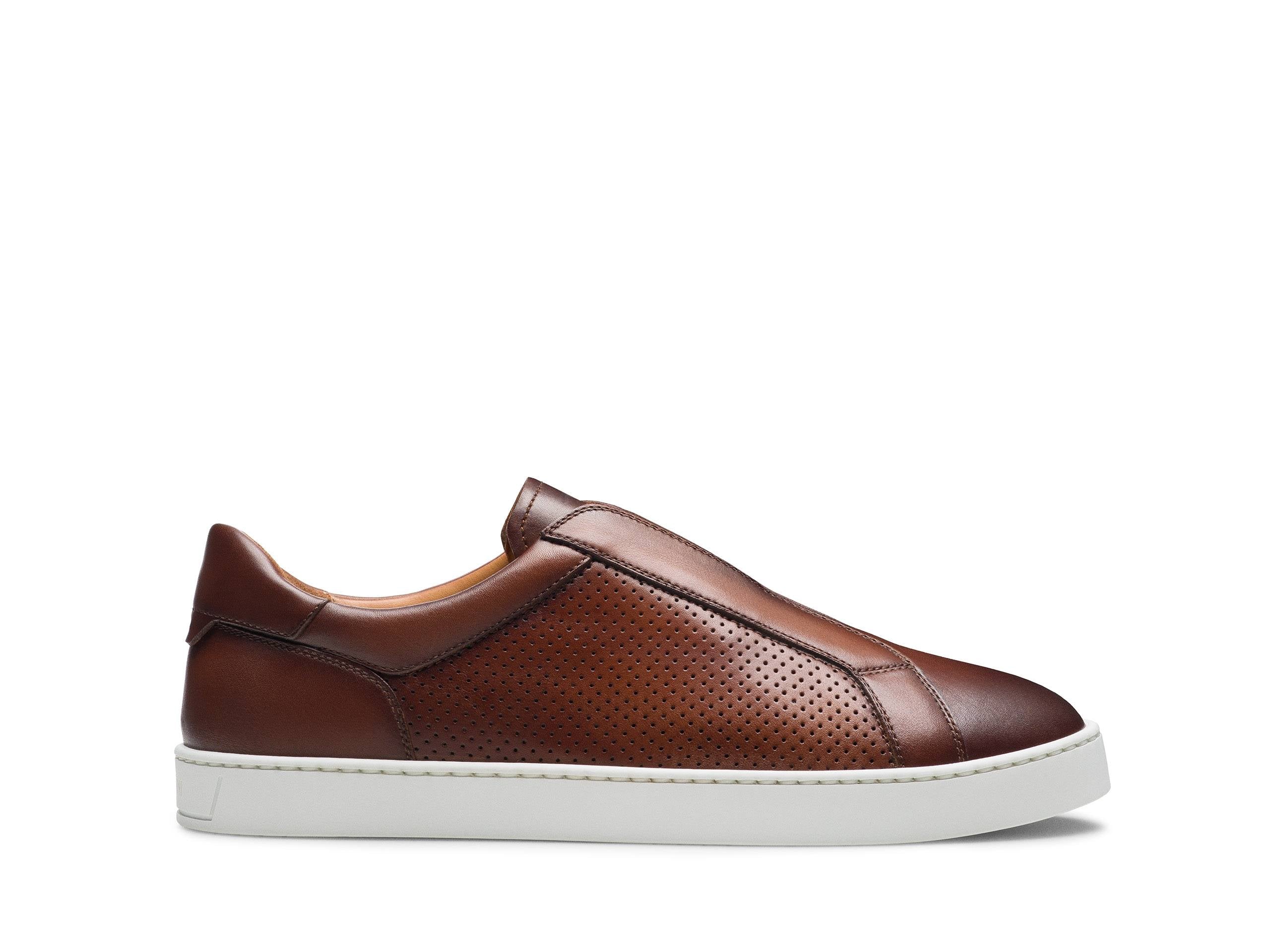 BROWN LEATHER LACELESS SNEAKER
