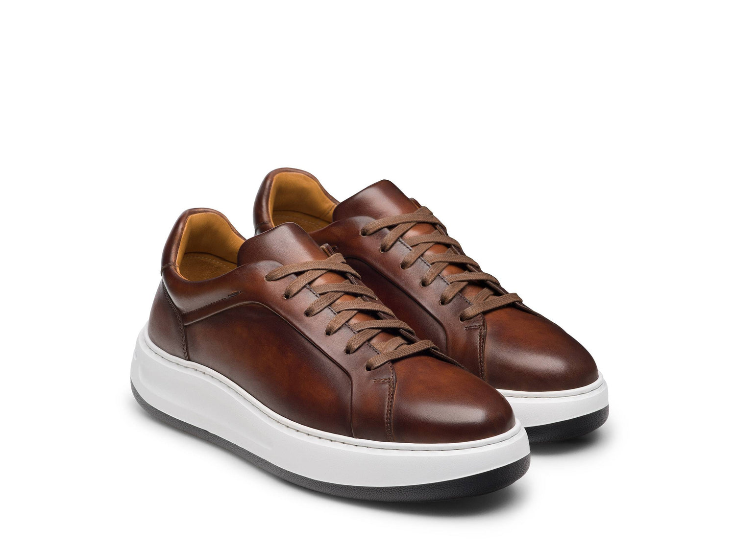 BELLUS-02 - BROWN GLOSY LEATHER SNEAKER