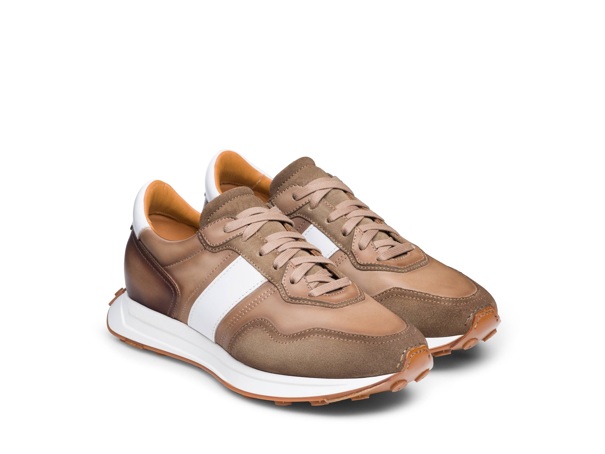 Robert - TAN &amp; WHITE SUEDE LEATHER SNEAKERS