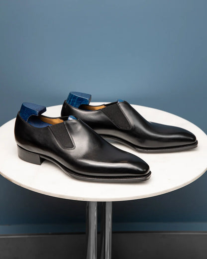 THE MATTEO - BLACK SLIP ON ON CALF LEATHER
