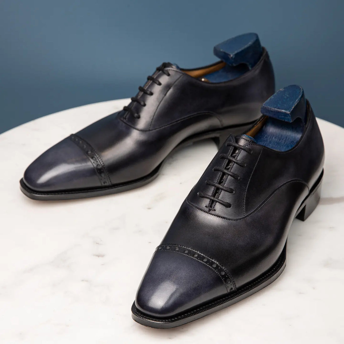 THE PIERRE - NAVY GREY PATINA ON CRUST LEATHER