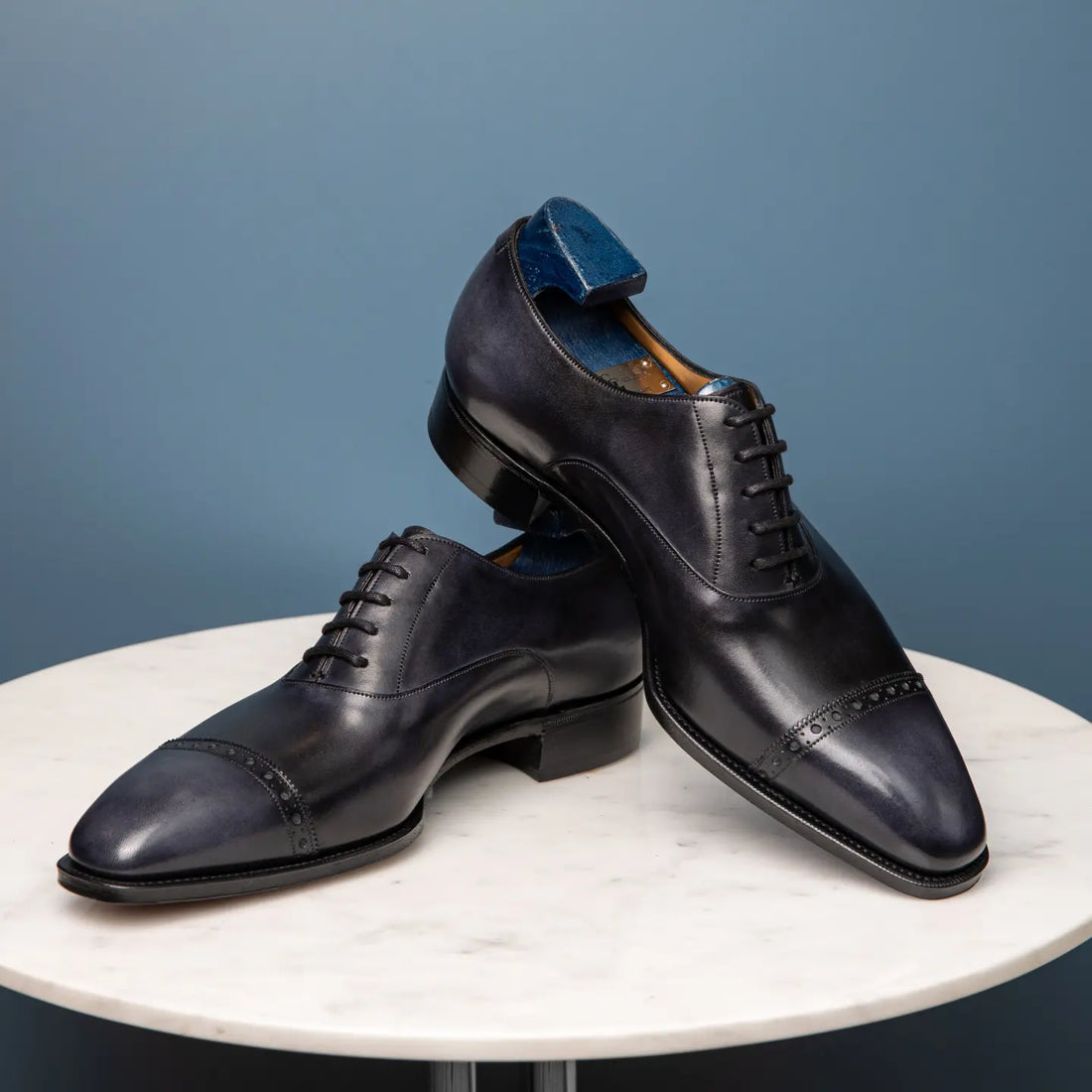 THE PIERRE - NAVY GREY PATINA ON CRUST LEATHER