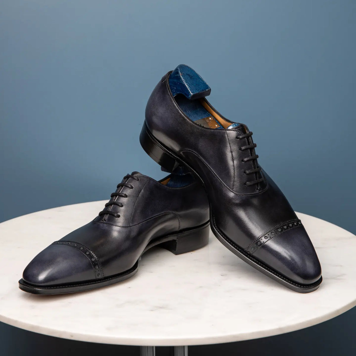 THE PIERRE - NAVY GREY PATINA ON CRUST LEATHER