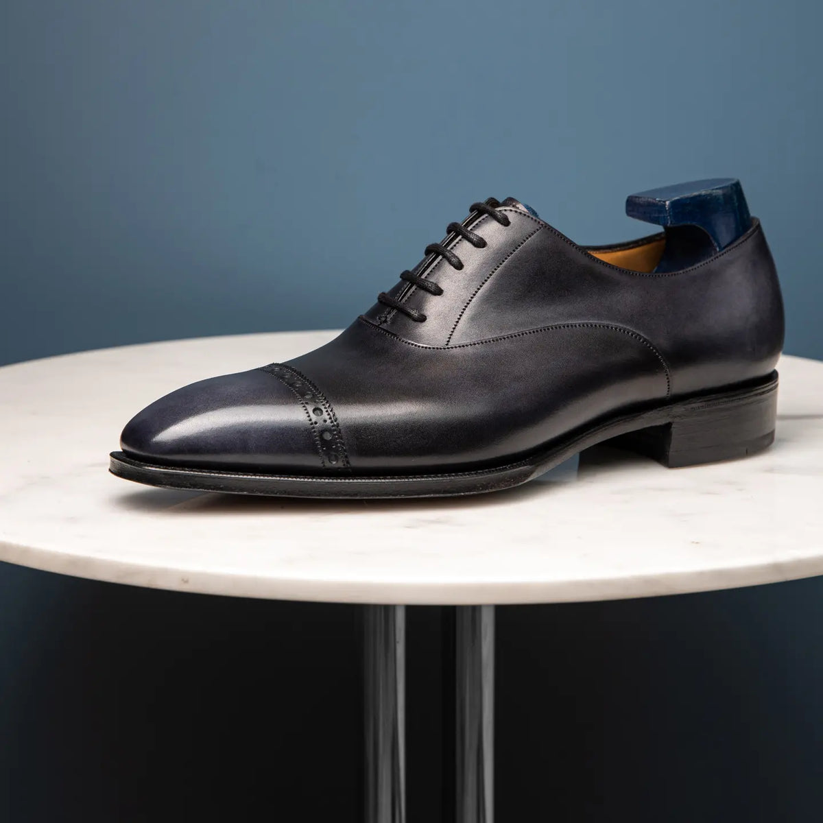 THE PIERRE - NAVY GREY PATINA ON CRUST LEATHER