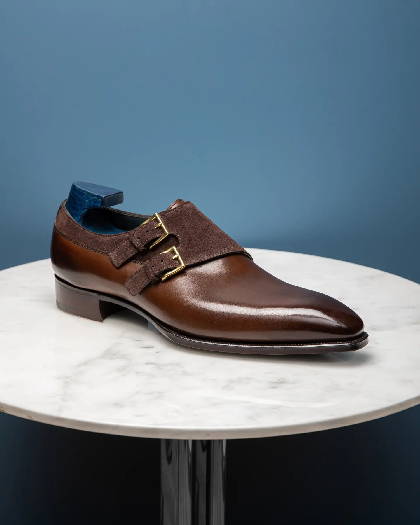 THE MILAN - BROWN DOUBLE MONK WITH GOLDEN BUCKLE