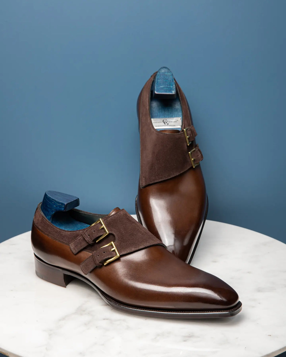 THE MILAN - BROWN DOUBLE MONK WITH GOLDEN BUCKLE