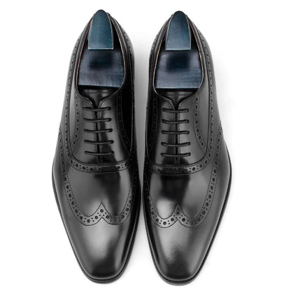 LONG WING OXFORD | BLACK SMOOTH LEATHER