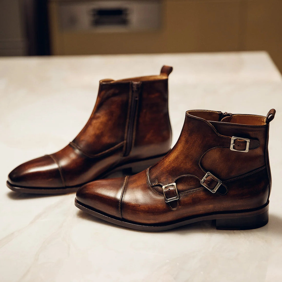 BROWN MONK BOOTS | PATINA FINISH