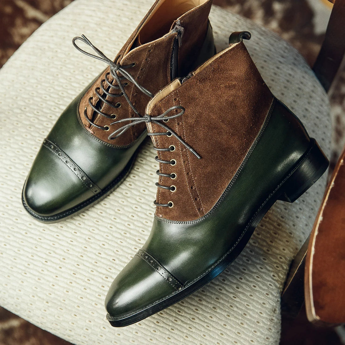 GREEN ZIP-UP BOOTS | PATINA FINISH