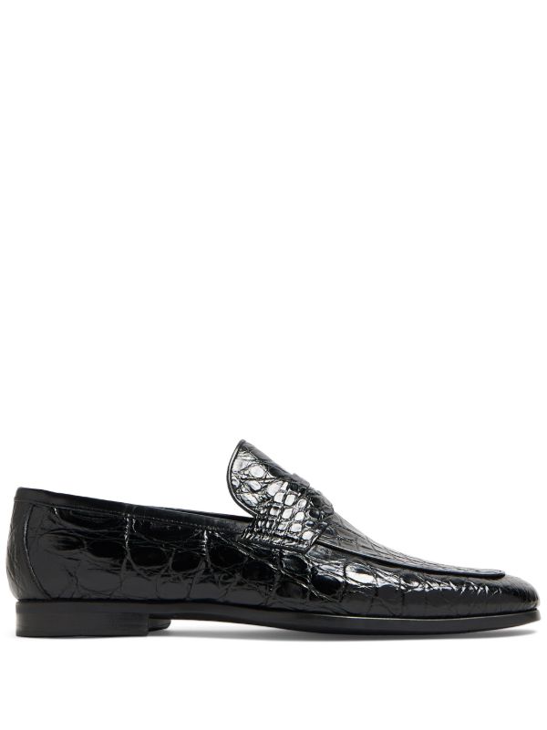 EMBROSSED | BLACK TEXTURE LEATHER LOAFER