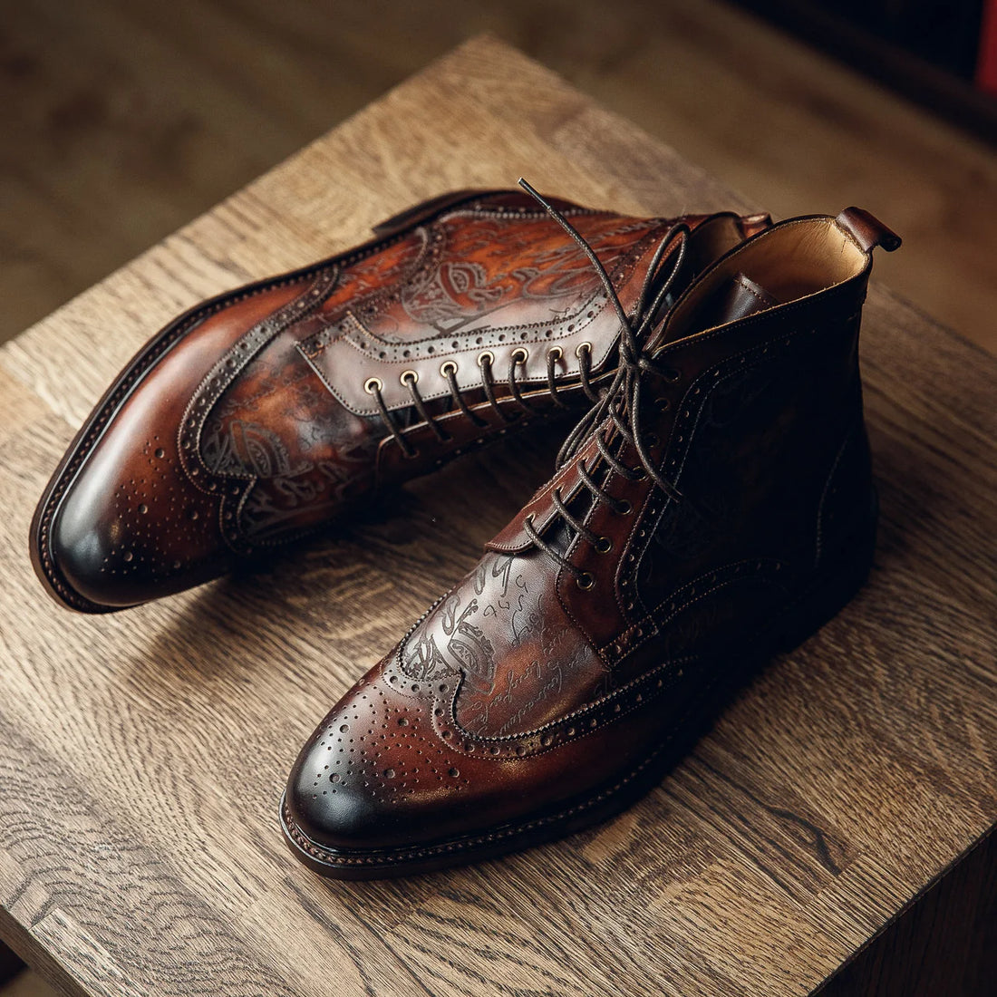 DERBY BROGUE BOOTS|PATINA FINISH