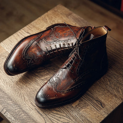 DERBY BROGUE BOOTS|PATINA FINISH