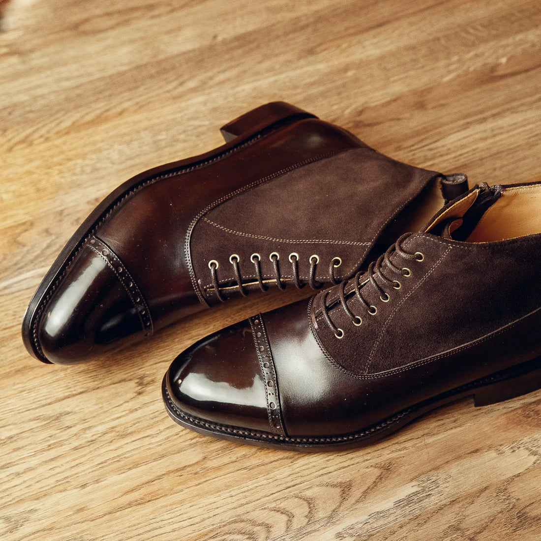 BROWN ZIP-UP BOOTS | PATINA FINISH