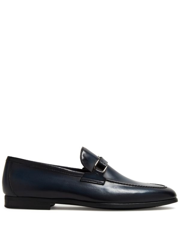 DAINOS | BLUE LEATHER LOAFERS With DUAL BUCKLES