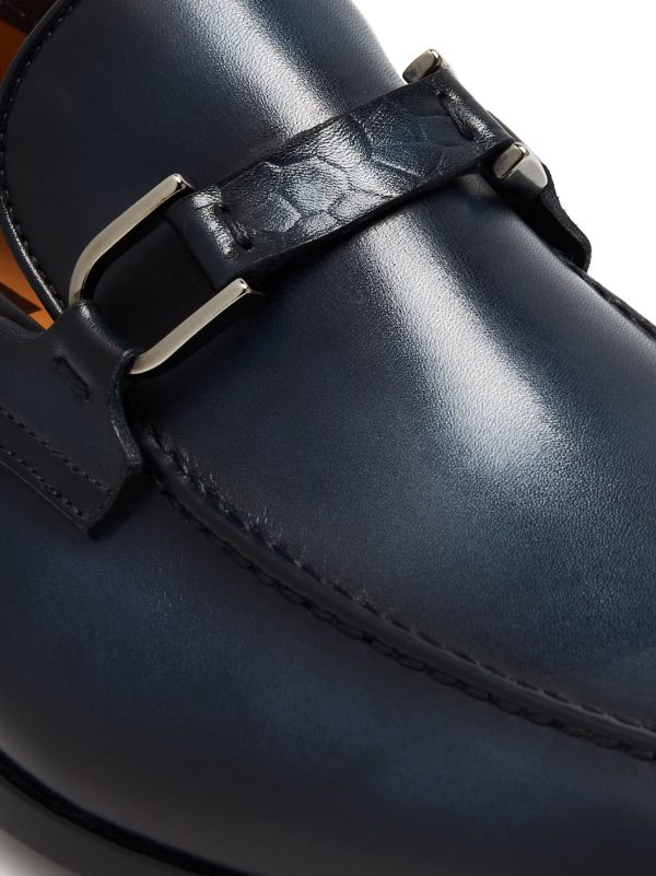 DAINOS | BLUE LEATHER LOAFERS With DUAL BUCKLES